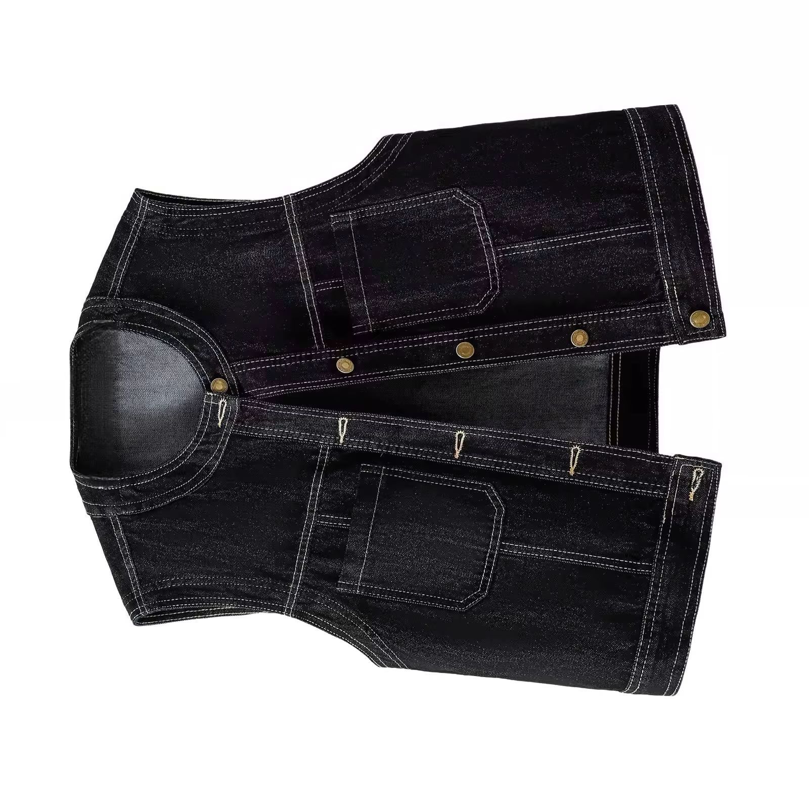 Women Fashion Jeans Top - เสื้อกั๊กยีนส์ผู้หญิง คอโอ แขนกุด สไตล์เรโทร เสื้อคลุมยีนส์อเนกประสงค์ เสื้อลำลองผู้หญิง