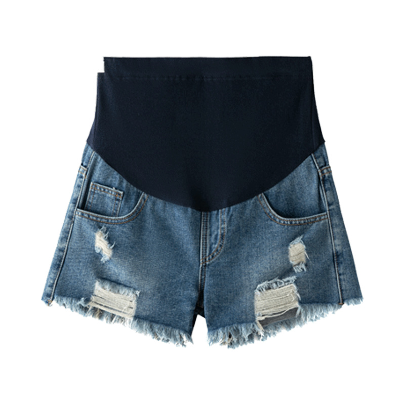 Mom Jeans Women - กางเกงขาสั้นคนท้องเอวสูง ยืดหยุ่นได้ ผ้ายีนส์สำหรับฤดูร้อน สำหรับหญิงตั้งครรภ์ ไซส์ใหญ่