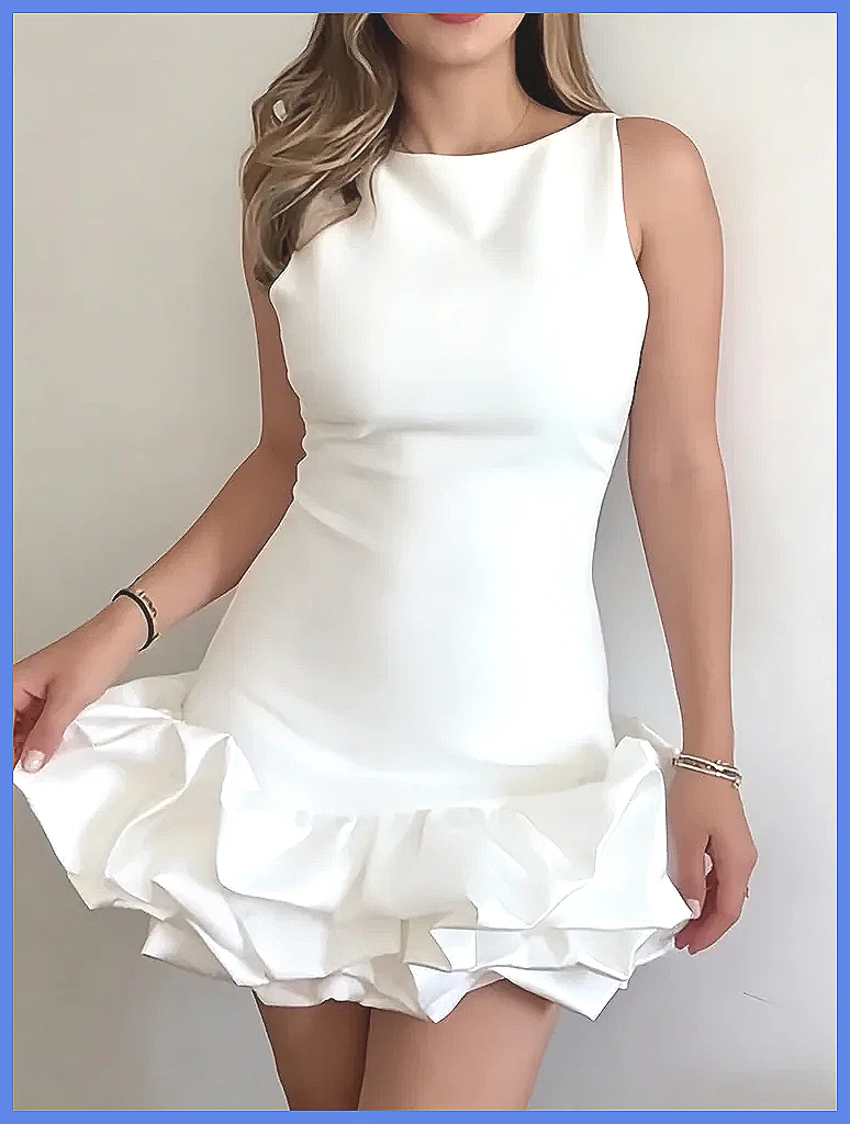 Bodycon Dress Women - ชุดเดรสเข้ารูปลายดอกไม้ 3 มิติ - ชุดมินิเดรสแขนกุดโชว์หลังเซ็กซี่สำหรับผู้หญิง งานปาร์ตี้