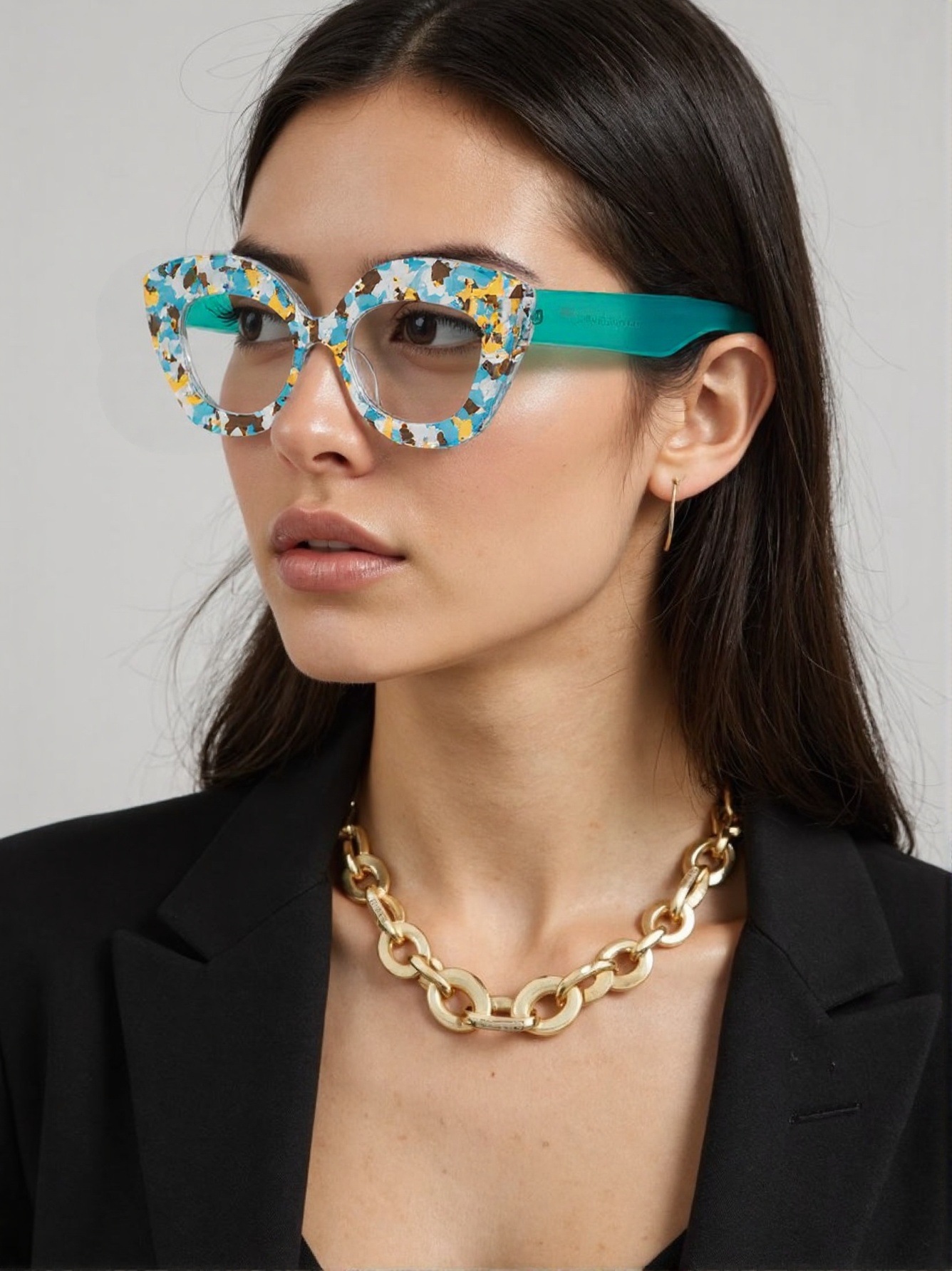 Women'S Fashion Glasses Non Prescription - แว่นตาทรงแคทอายกรอบใหญ่ ลายดอกไม้ ดีไซน์หรูหรา สำหรับผู้หญิง กรอบโลหะ ป้องกันแสงสีฟ้า
