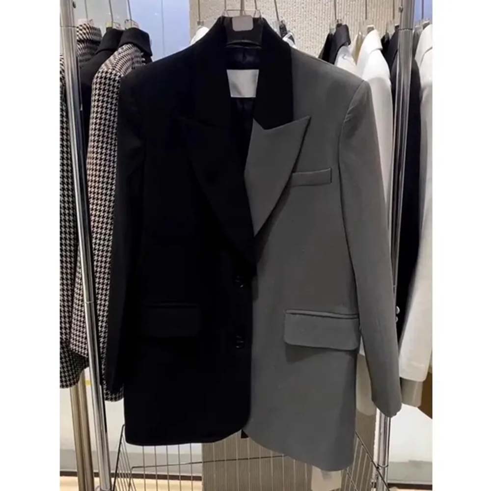 Blazer Women Oversized - High end ContrastingสีPatchworkเสื้อสูทสําหรับสตรี 2025 ฤดูใบไม้ผลิฤดูใบไม้ร่วงการออกแบบใหม่Sense Oversize