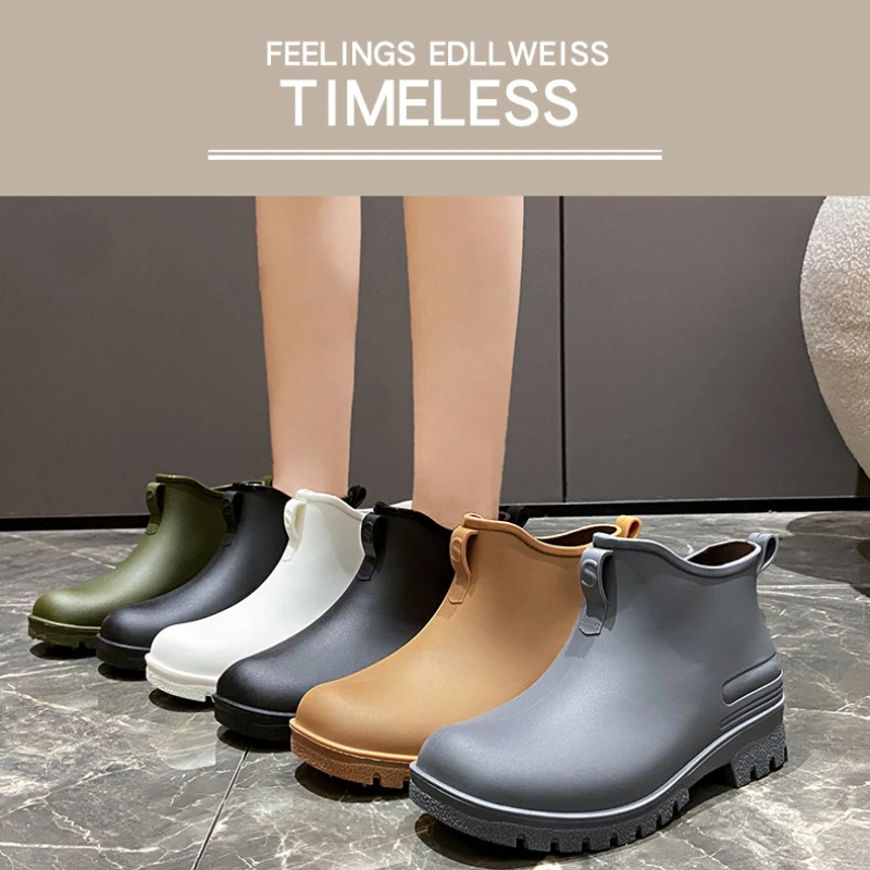 Women'S Fashion Rain Boots - คู่แฟชั่นรองเท้าฝนกลางแจ้งกันน้ําสวมใส่รองเท้าสําหรับสตรีตกปลา Camping ยางรองเท้า PVC ผู้หญิงรองเท้าฝน