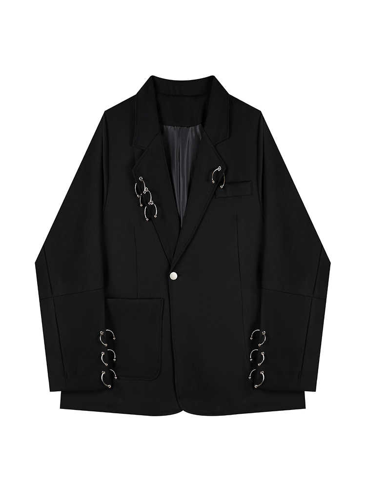 Blazer Women Oversized - เสื้อเบลเซอร์สไตล์โกธิคสีดำสำหรับผู้หญิง แฟชั่นวินเทจฮาราจูกุ แขนยาวทรงโอเวอร์ไซส์ เสื้อคลุมแจ็คเก็ต สไตล์ยุค 2000