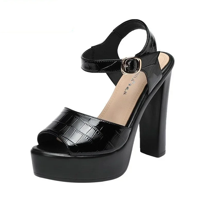 Women'S Fashion Spring 2025 - 10 ซม.13 ซม.แฟชั่นรองเท้าแตะหนังแท้ Chunky Platform รองเท้าฤดูร้อน