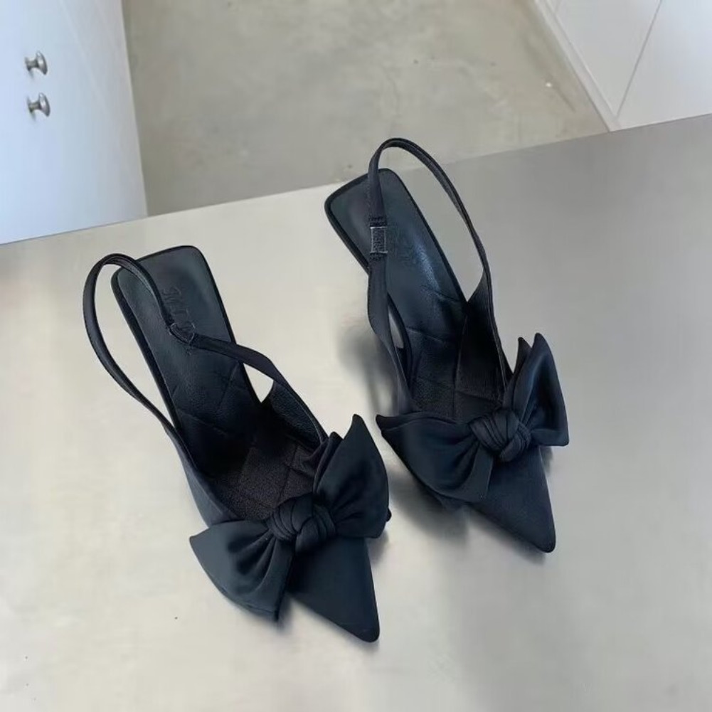 Women'S Fashion Spring Summer 2026 - รองเท้าผู้หญิงปี 2026 รุ่นใหม่สำหรับฤดูร้อน รองเท้าส้นสูงแบบสวมเปิดส้นประดับโบว์ผีเสื้อ ดีไซน์เซ็กซี่ ส้นเข็ม