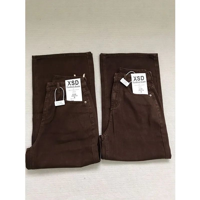 กางเกงยีนส์ทรงตรงสีน้ำตาลกาแฟส - Mom Jeans Women บทวิจารณ์และราคา