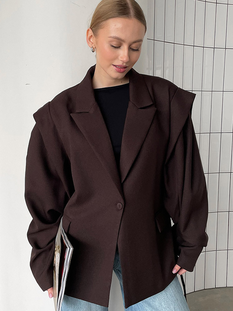 เสื้อเบลเซอร์สีน้ำตาลสไตล์เรโท - Blazer Women Oversized บทวิจารณ์และราคา