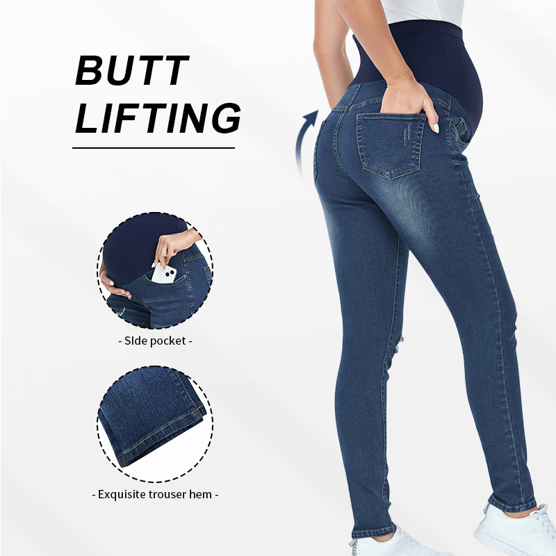 กางเกงยีนส์คนท้องเอวสูงทรงเข้า - Mom Jeans Women บทวิจารณ์และราคา