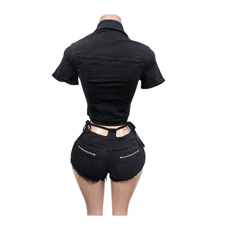 ชุดเซ็กซี่สองชิ้นผ้ายีนส์สำหรั - Women Fashion Jeans Top บทวิจารณ์และราคา