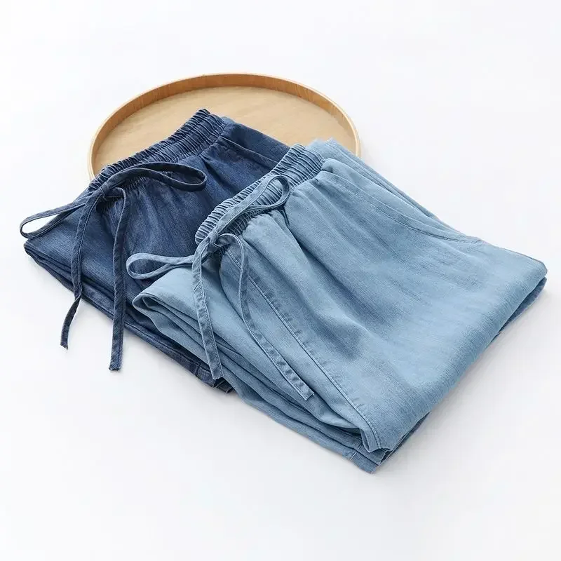 กางเกงยีนส์แฟชั่นผ้าฝ้ายสีน้ำเ - Mom Jeans Women บทวิจารณ์และราคา