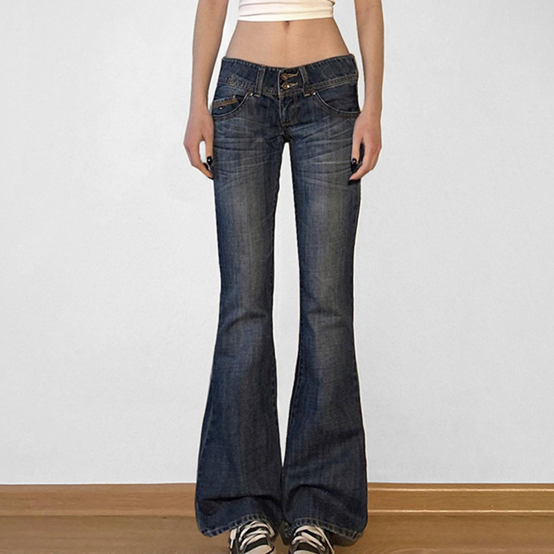 กางเกงยีนส์ทรงบานสไตล์วินเทจ Y - Mom Jeans Women บทวิจารณ์และราคา