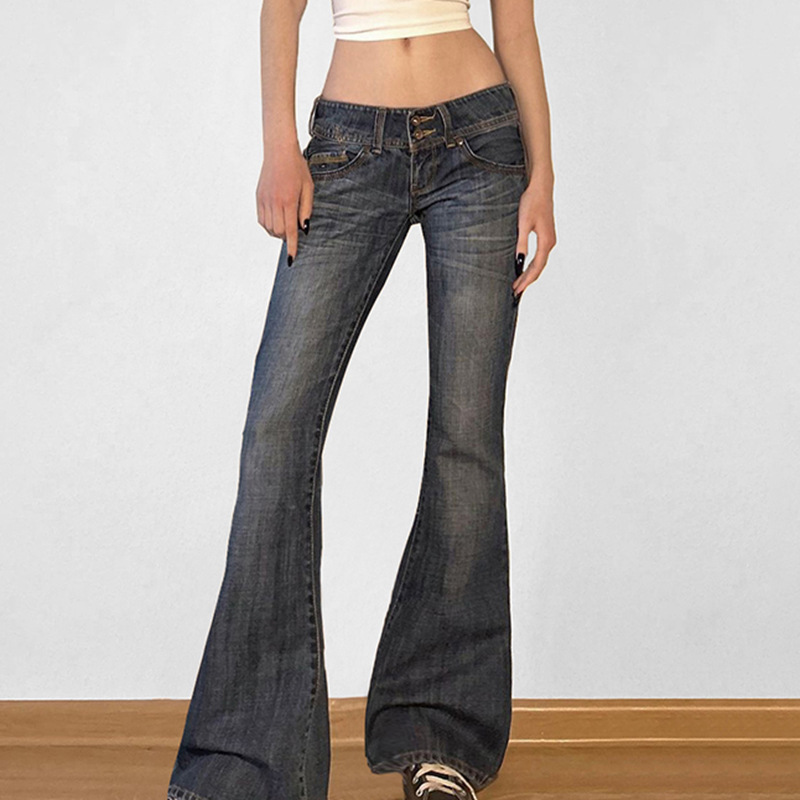 กางเกงยีนส์ทรงบานสไตล์วินเทจ Y - Mom Jeans Women บทวิจารณ์และราคา