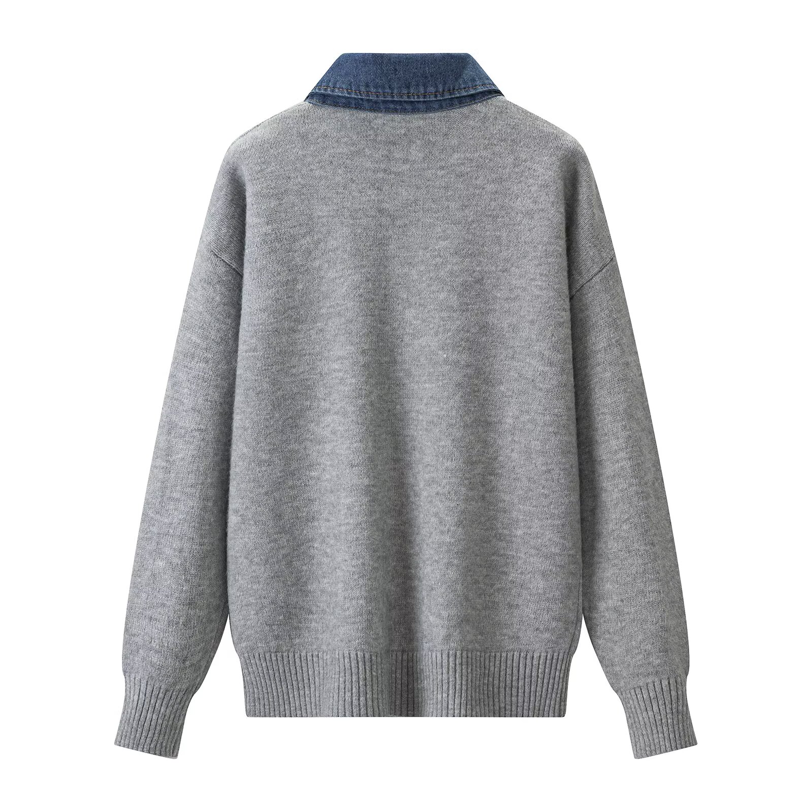 เสื้อสเวตเตอร์ถักลายปะผ้าเดนิม - Women Fashion Jeans Top บทวิจารณ์และราคา