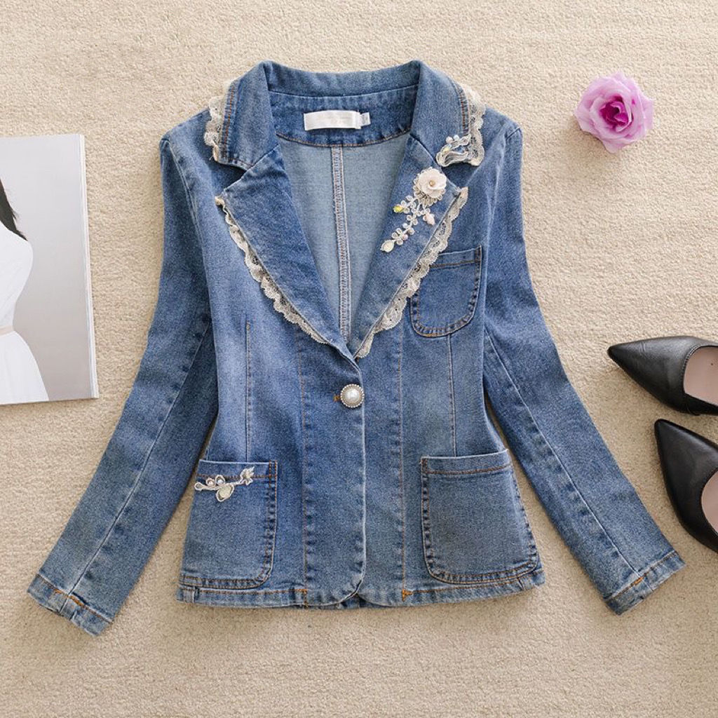 เสื้อแจ็คเก็ตยีนส์ผู้หญิงแบบเย - Women Fashion Jeans Top บทวิจารณ์และราคา