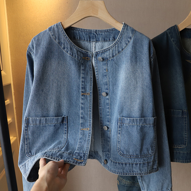 เสื้อแจ็คเก็ตยีนส์คอโอ แฟชั่นส - Women Fashion Jeans Top บทวิจารณ์และราคา