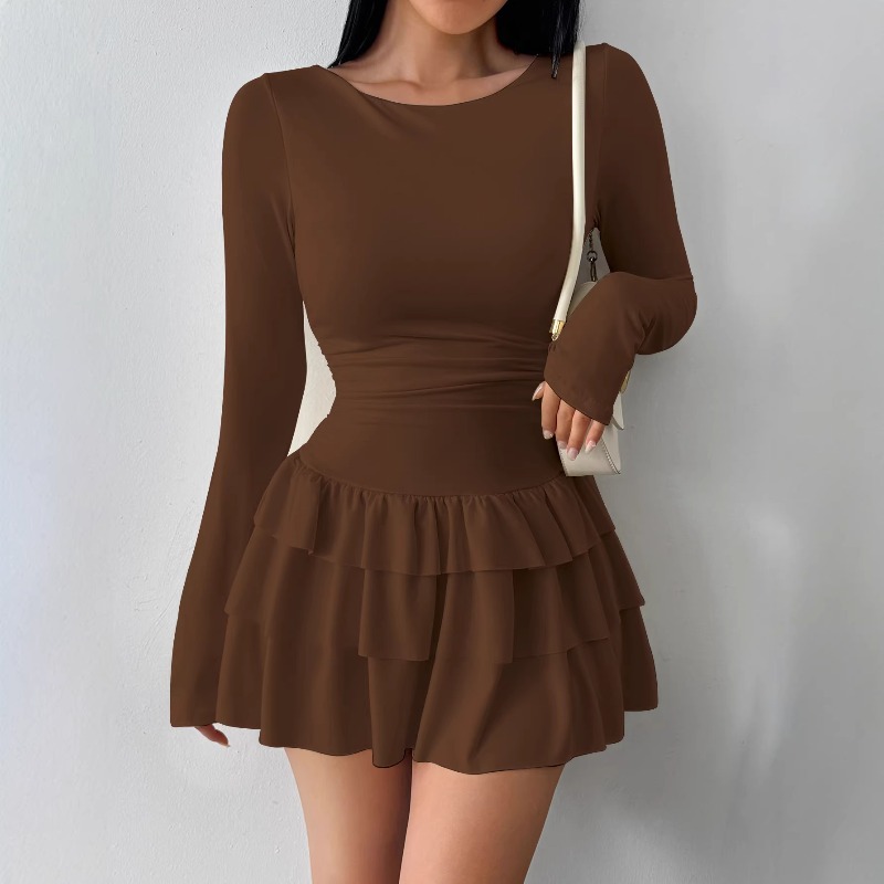 เดรสสั้นสีพื้นทรงเข้ารูปประดับ - Bodycon Dress Women บทวิจารณ์และราคา