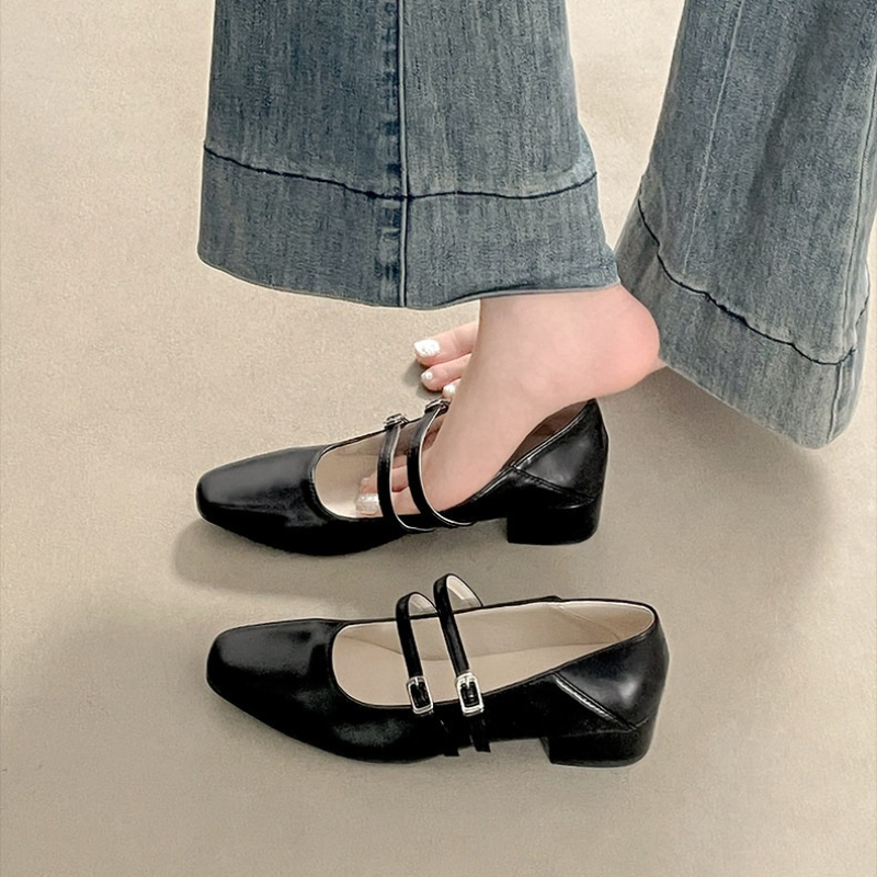 รองเท้าส้นเตี้ยทรงเหลี่ยมสำหรั - Women'S Fashion Belts บทวิจารณ์และราคา