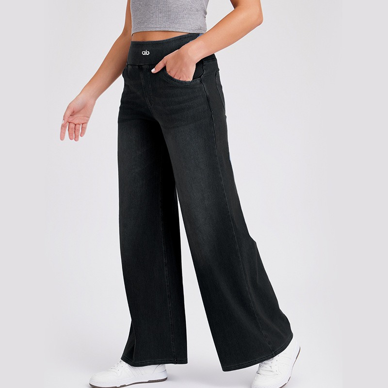 กางเกงยีนส์เดนิมเอวสูงทรงขากว้ - Mom Jeans Women บทวิจารณ์และราคา
