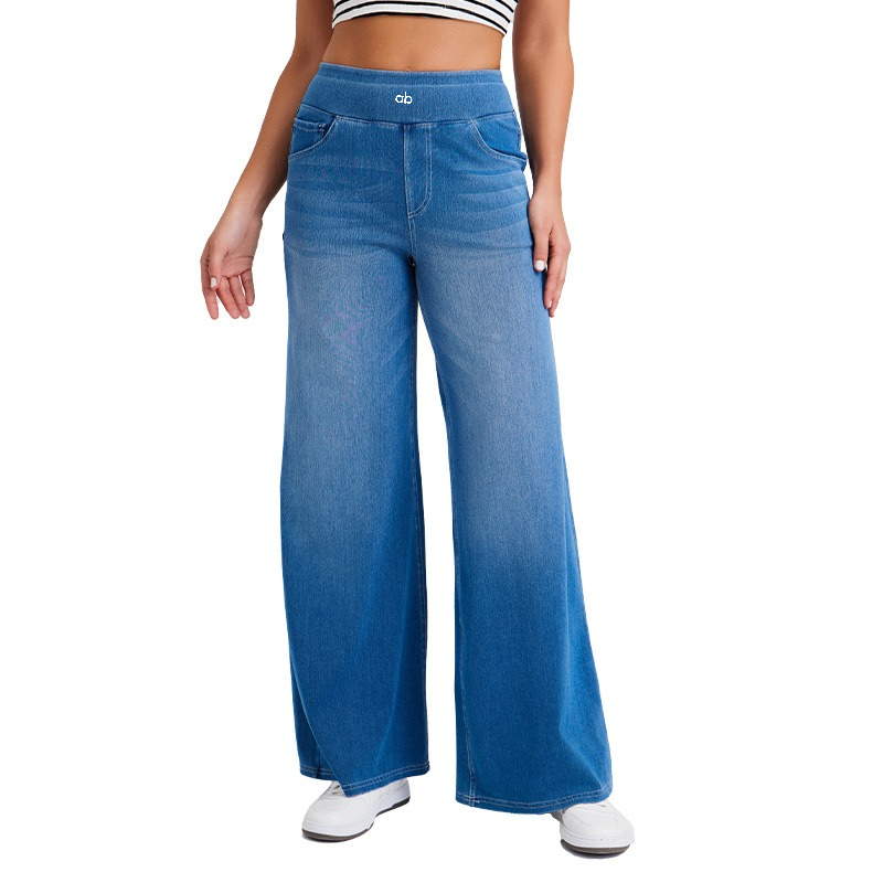 กางเกงยีนส์เดนิมเอวสูงทรงขากว้ - Mom Jeans Women บทวิจารณ์และราคา